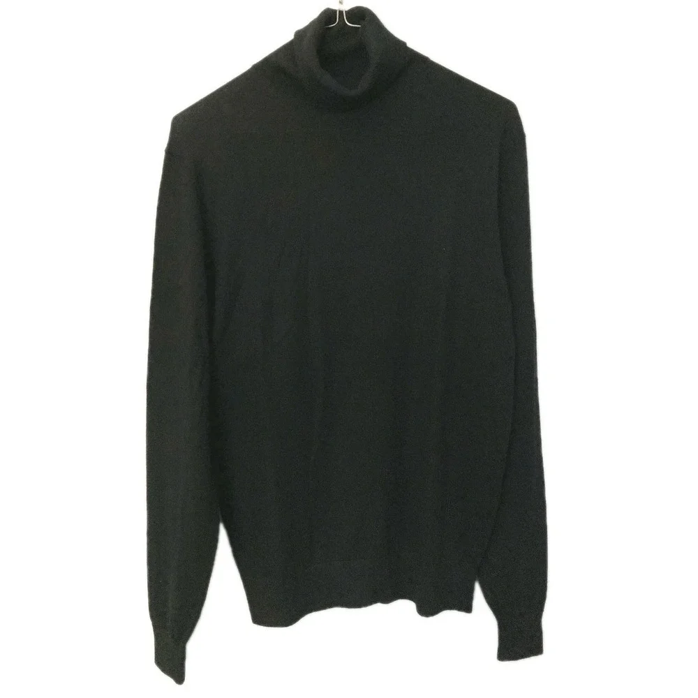 Vtg De Fursac Sweater Men S Blk Merino Wool Turtleneck Pullover Lightweight Knit